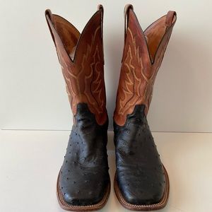 Men’s Lucchese Black Ostrich Cowboy Boots size 11.5